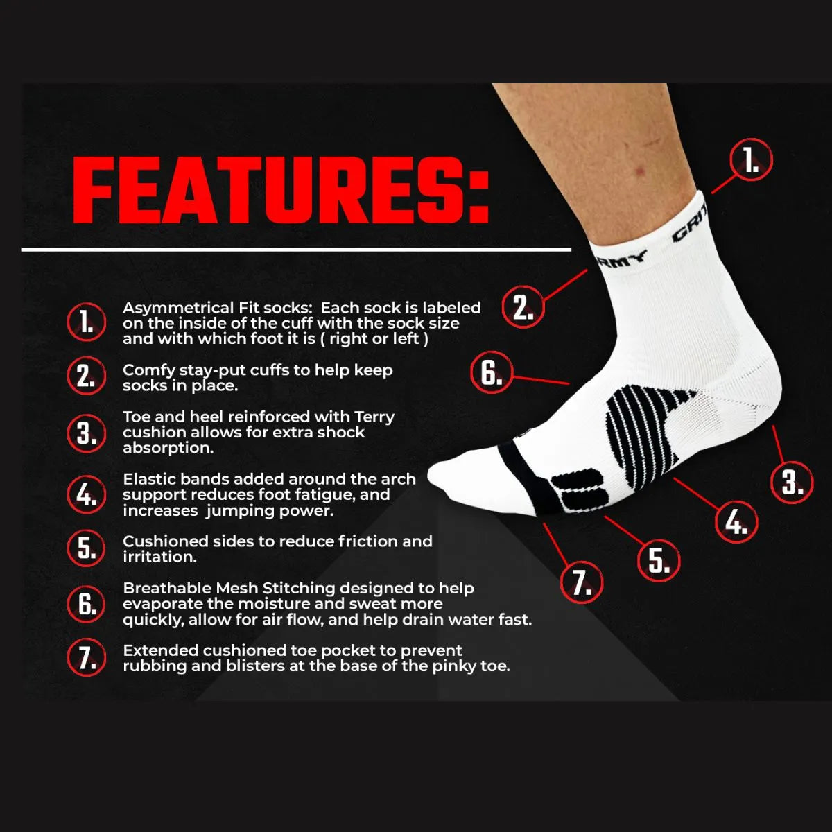 Grit Army crew socks key features